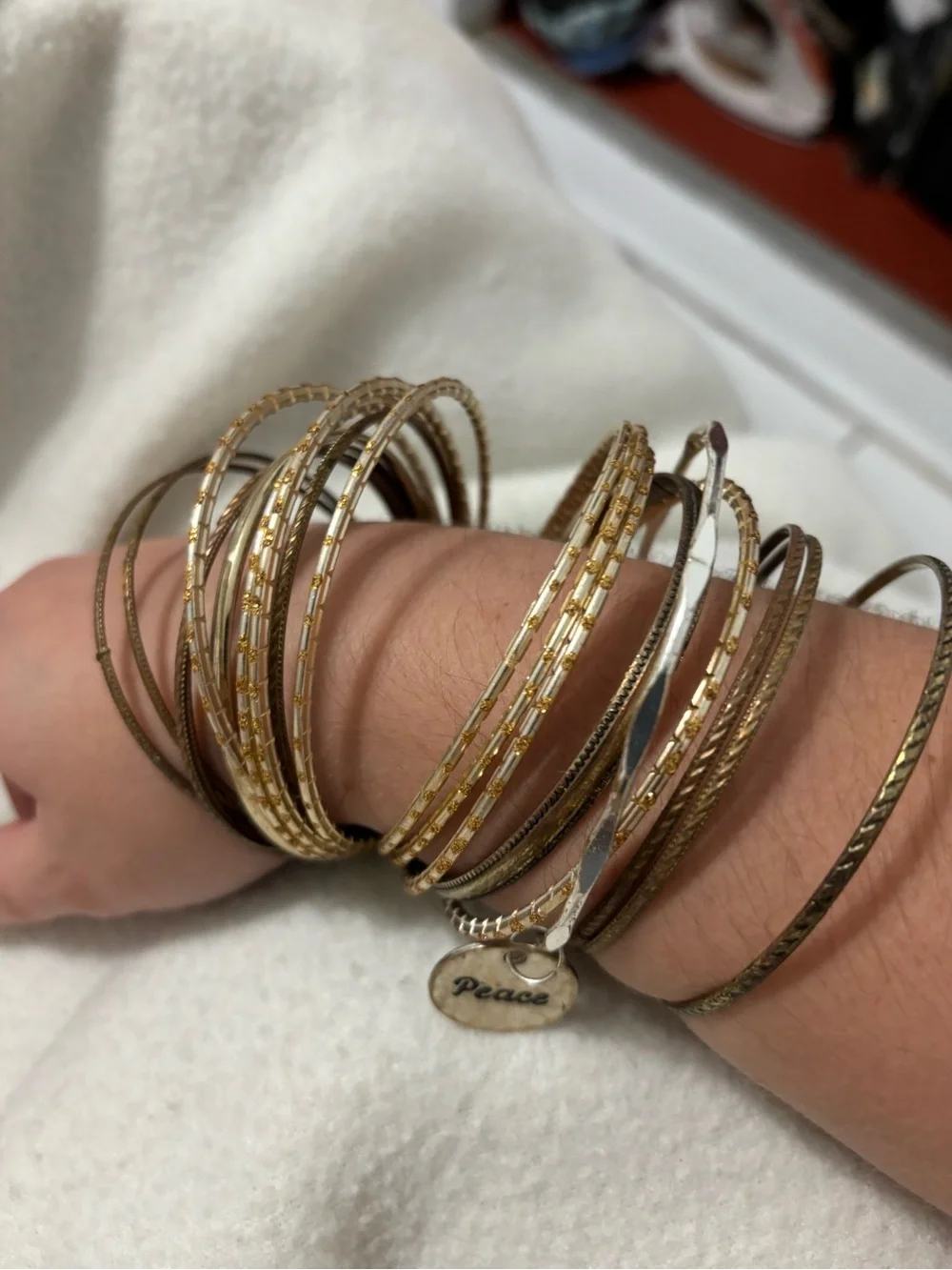 Two-Tone Gold and Silver Stackable Bangle Bracelet Set - Women Jewelry